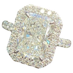 Bague de halo en or blanc 18 carats certifiée GIA, 2,50 carats E VVS2, diamant taille radiant