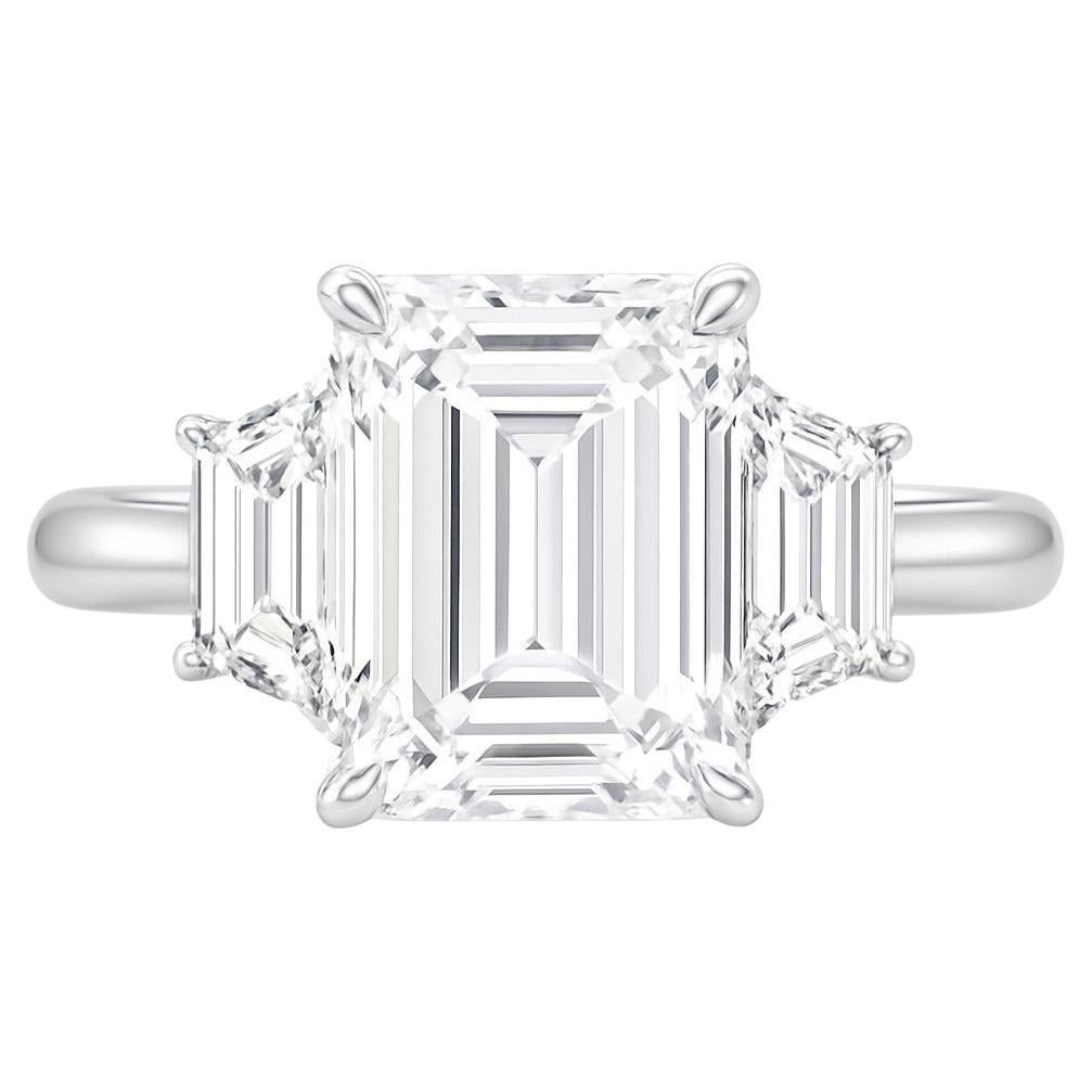GIA Certified 2.50 Carat Emerald Cut Diamond Engagement Platinum Ring