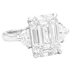 GIA-zertifiziert 2,50 Karat Smaragdschliff Diamant Drei-Stein-Ring Ideal Ratio