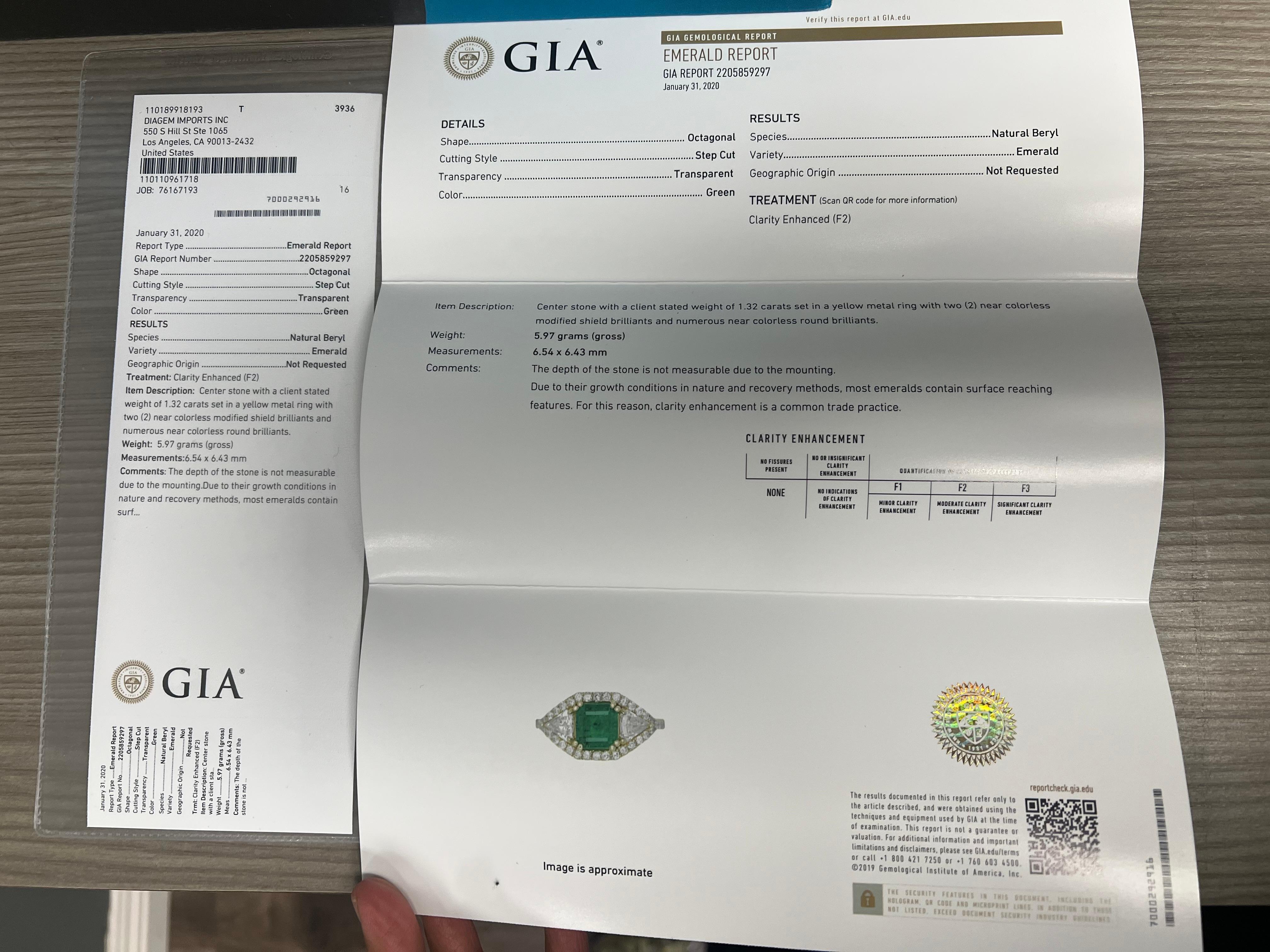 GIA Certified 2.50 Carat Emerald Diamond 18 Karat Yellow Gold Bridal Ring For Sale 7