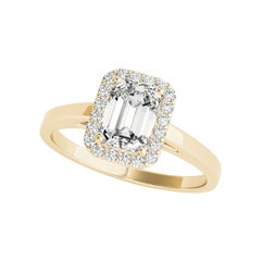 Anello con diamante aureolato in oro giallo 18 carati con smeraldo certificato GIA da 2,50 carati
