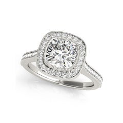 Bague en diamant certifié GIA 2.50 carats Halo Cushion Cathedral Milgrain