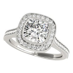 GIA zertifiziert 2,50 Karat Halo Cushion Kathedrale Milgrain Diamantring
