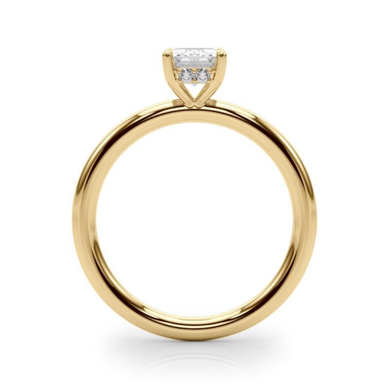 Donna GIA Certified 2,50 Carat Hidden Halo Radiant Anello con diamanti in oro giallo 18K in vendita