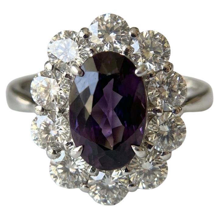 GIA zertifiziert 2,50 Karat natürlichen Alexandrit und Diamant-Cluster-Ring