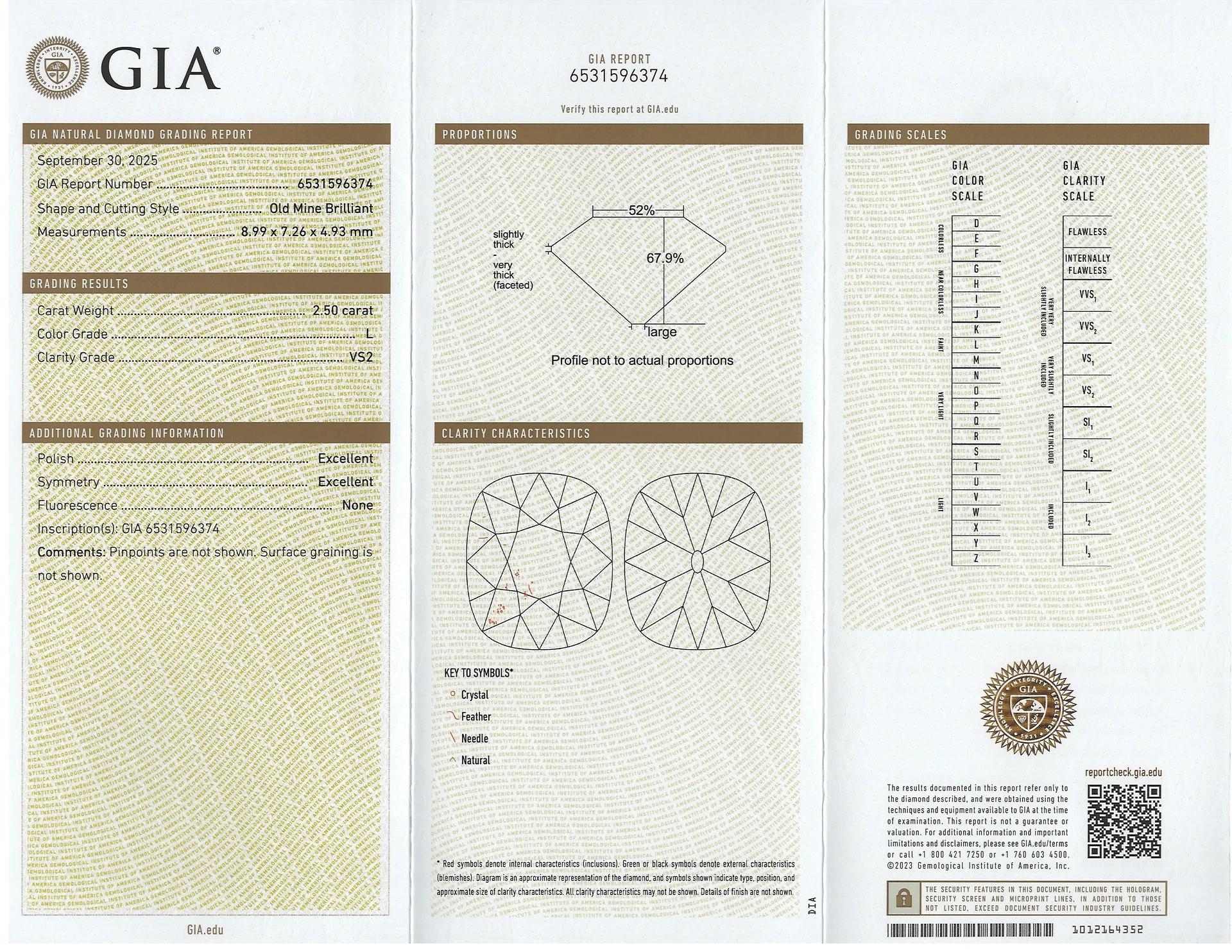 Bague en or jaune 14 carats certifiée GIA et ornée d'un diamant brillant de 2,50 carats provenant d'une ancienne mine Neuf - En vente à Chicago, IL