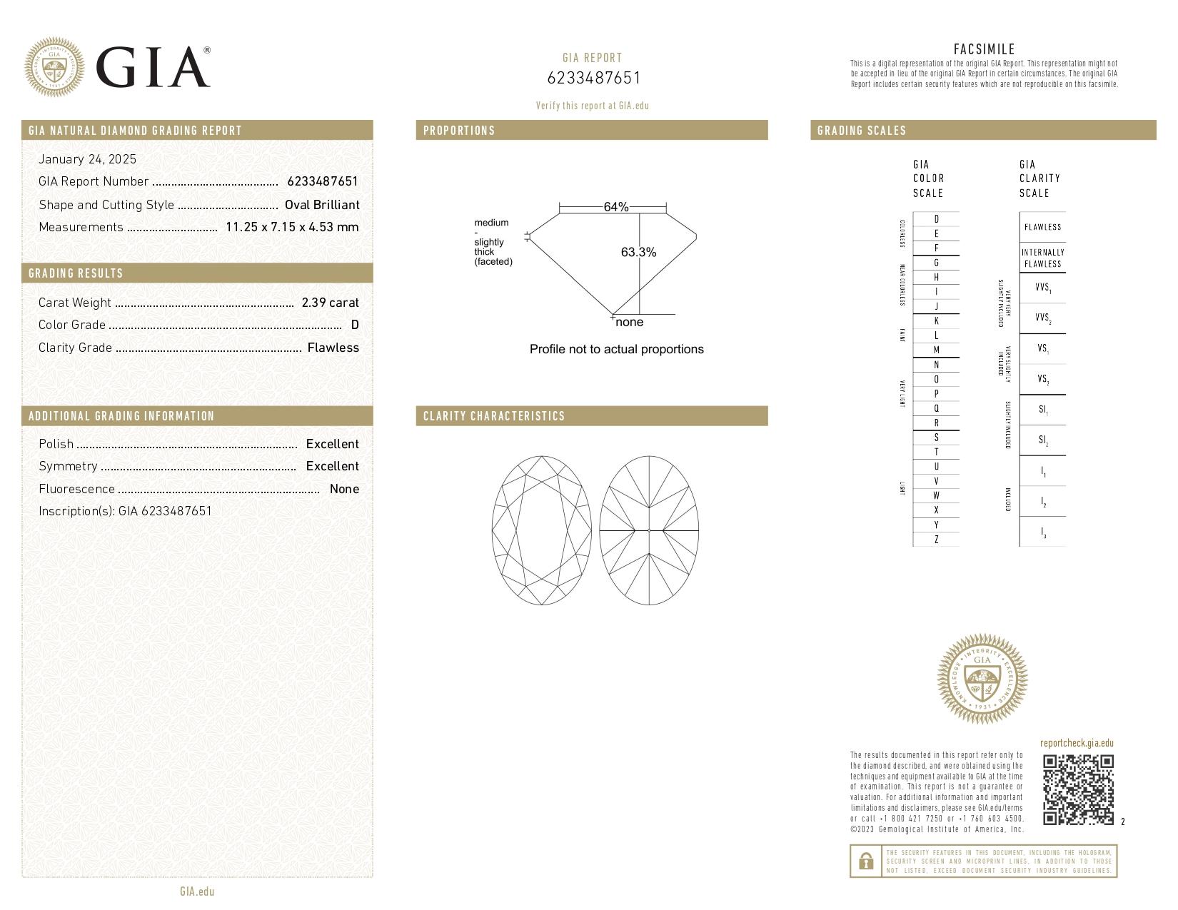 Oval Cut GIA Certified 2.39 Carat Oval Diamond Ring with pavé D Color Flawless Clarity For Sale