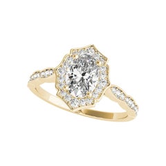 GIA Certified 2,50 Carat Oval Halo Basket Cathedral Yellow Gold Ring