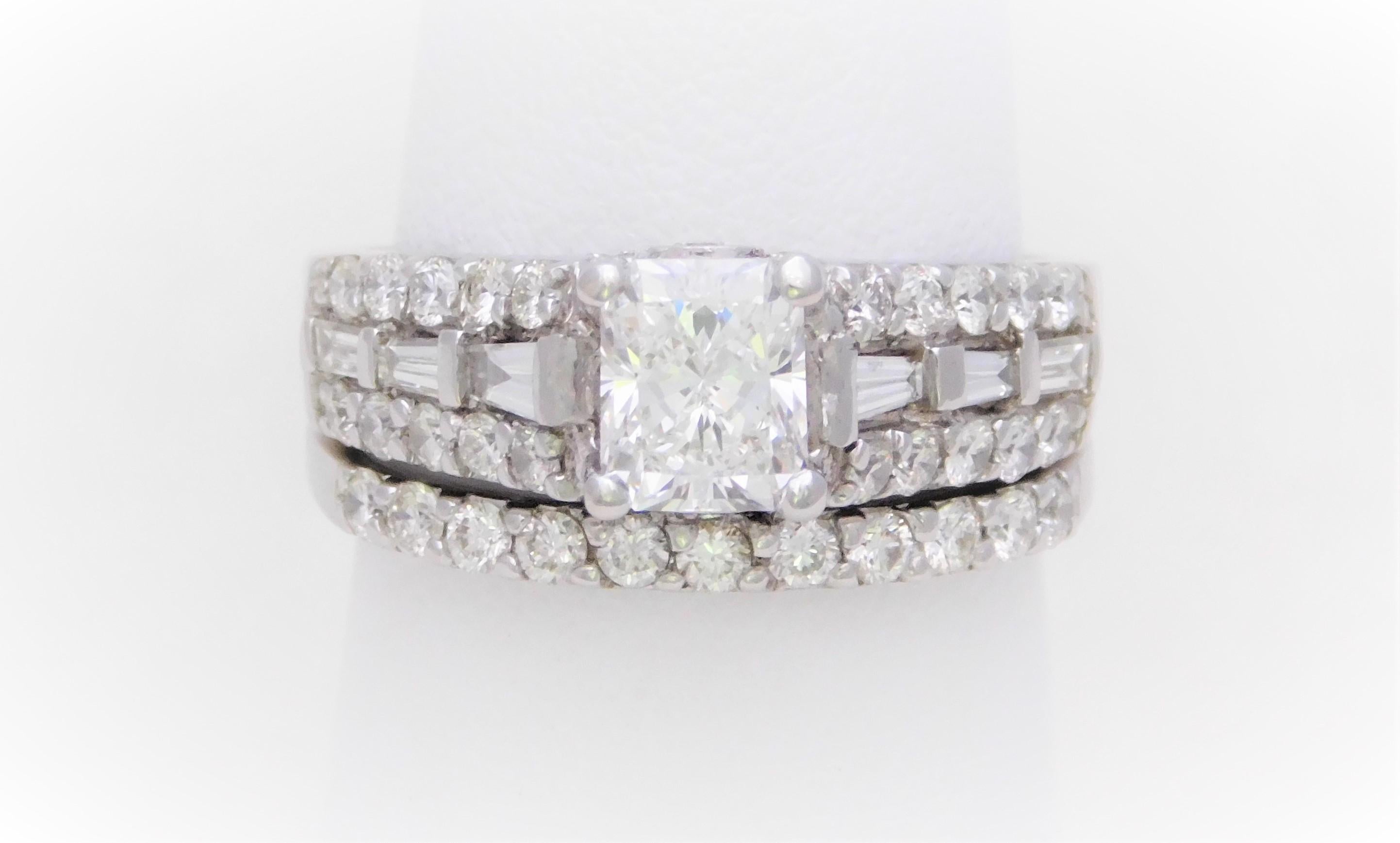 GIA Certified 2.50 Carat Radiant-Cut Diamond Bridal Set For Sale 8