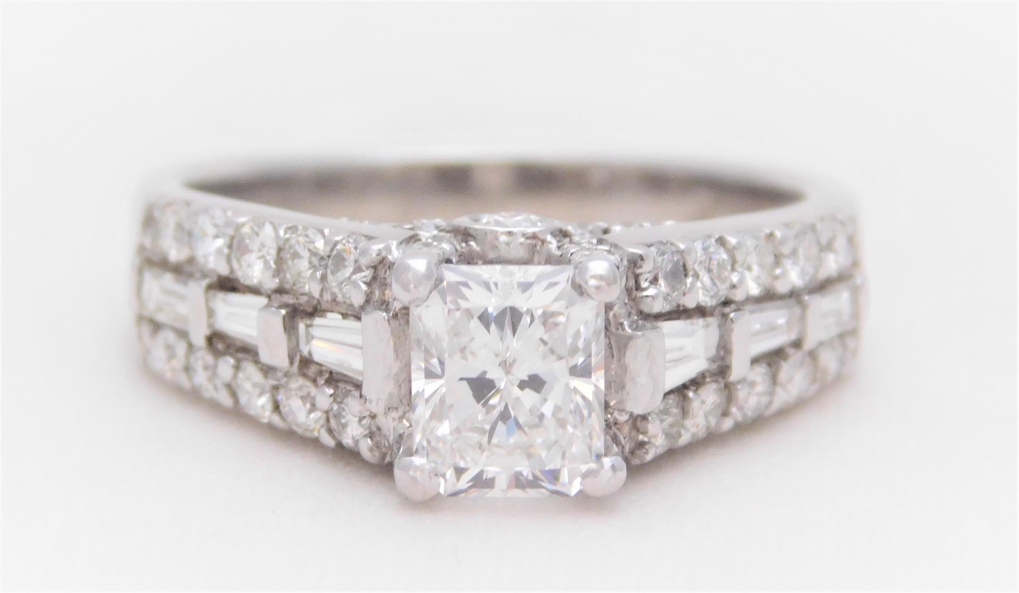 Women's GIA Certified 2.50 Carat Radiant-Cut Diamond Bridal Set For Sale