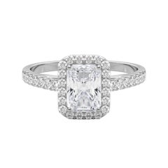 GIA zertifiziert 2,50 Karat Radiant Halo Pave 18K Weißgold Diamantring