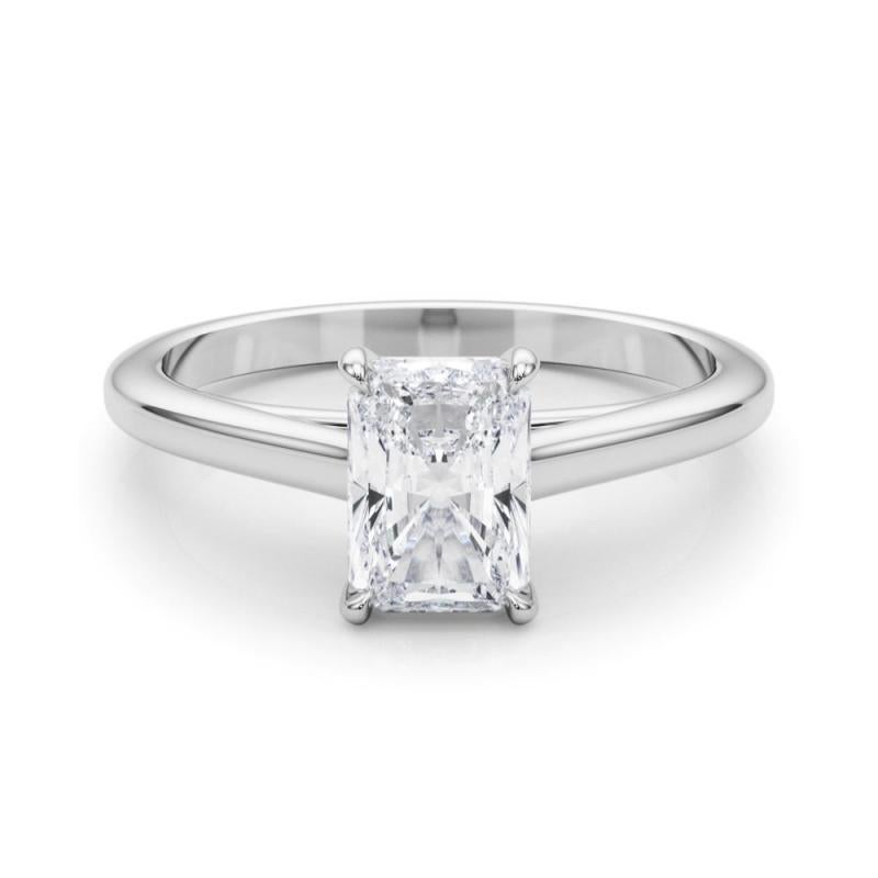 GIA Certified 2.50 Carat Radiant Solitaire Cathedral Platinum Diamond Ring