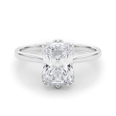 Bague de diamant en platine Tulip rose solitaire radiant de 2,50 carats certifiée par le GIA