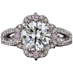 GIA Certified 2.50 Carat Round Brilliant Cut Pink and White Diamond Solitaire