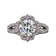 GIA Certified 2 Carat Round Brilliant Cut Pink and White Diamond Solitaire