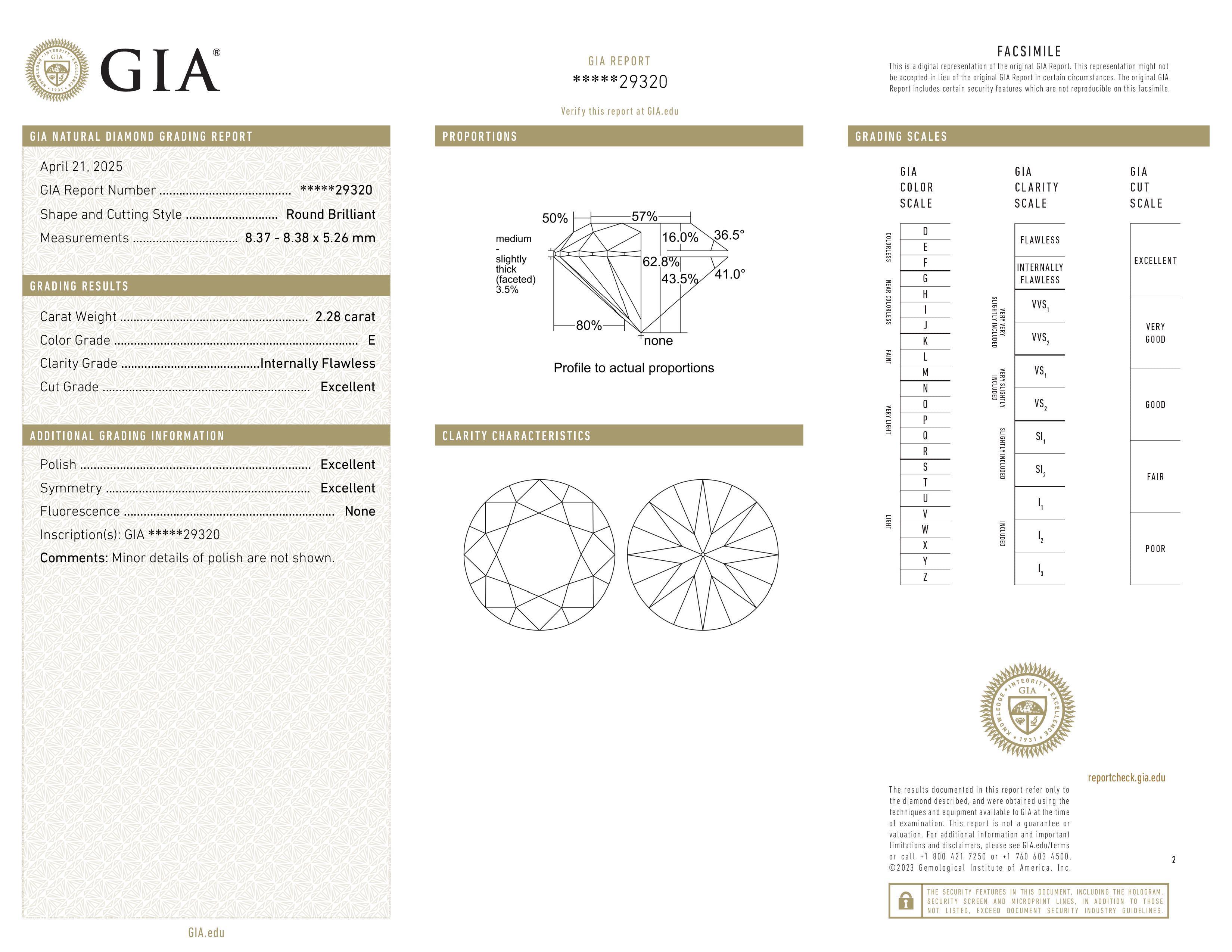 GIA Certified 2.28 Carat Round Cut Diamond E Color IF Clarity Ring In New Condition For Sale In Chicago, IL