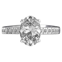 GIA Certified 2.50 Carats D VVS1 Oval Diamond Pavé Band Ring in 18K White Gold