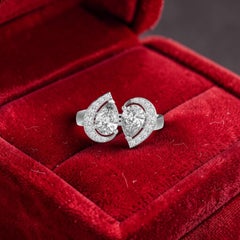 GIA Certified 2.50 Carats F/VS1 Pear Toi Et Moi Diamonds Ring In 18K White Gold