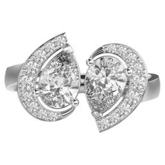 GIA Certified 2.50 Carats F/VS1 Pear Toi Et Moi Diamonds Ring In 18K White Gold
