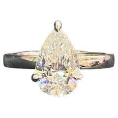GIA Certified 2.50 Carats F/VVS1 Pear Shape Natural Diamond Ring 18K White Gold