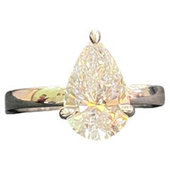 GIA Certified 2.50 Carats F/VVS1 Pear Shape Natural Diamond Ring 18K White Gold