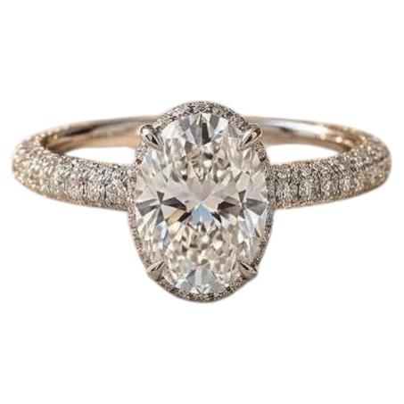 GIA Certified 2.50 Ct F/VS1 Oval Shape Diamond 18k Gold Solitarie Ring