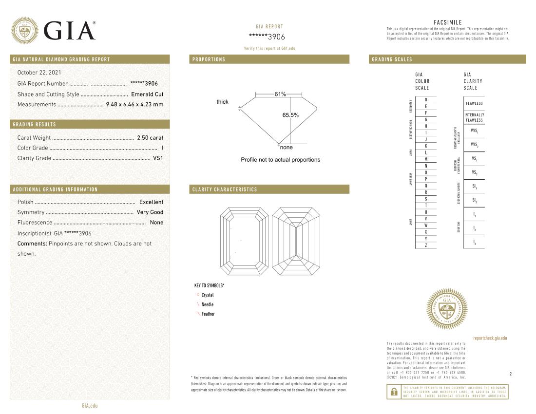 GIA Certified 2.50 Emerald Cut Solitaire Engagement Ring In New Condition In Chicago, IL