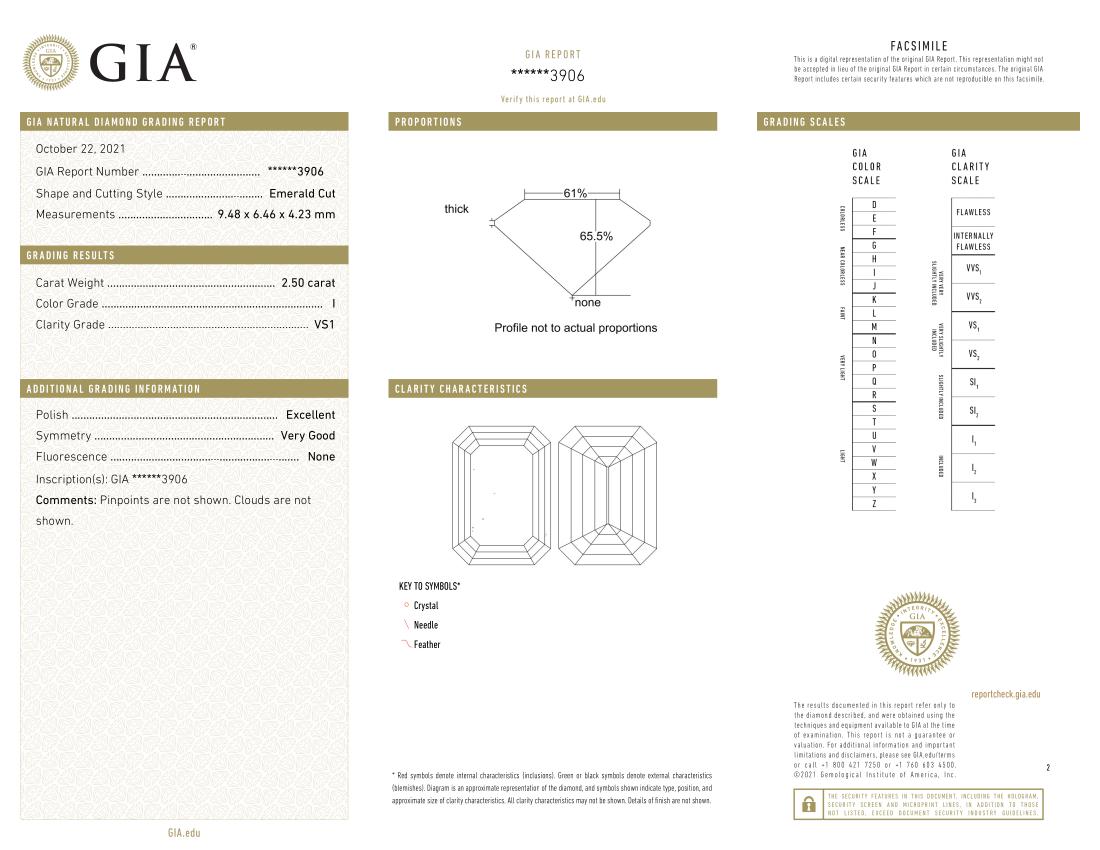 GIA Certified 2.50 Emerald Cut Solitaire Engagement Ring In New Condition In Rome, IT