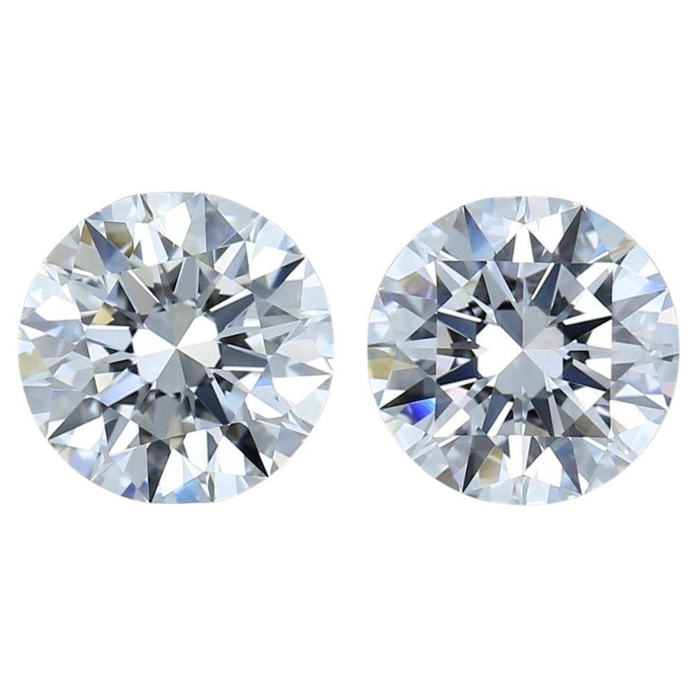 GIA CERTIFIED 2.50 Natural Round-Shaped Diamond Pair