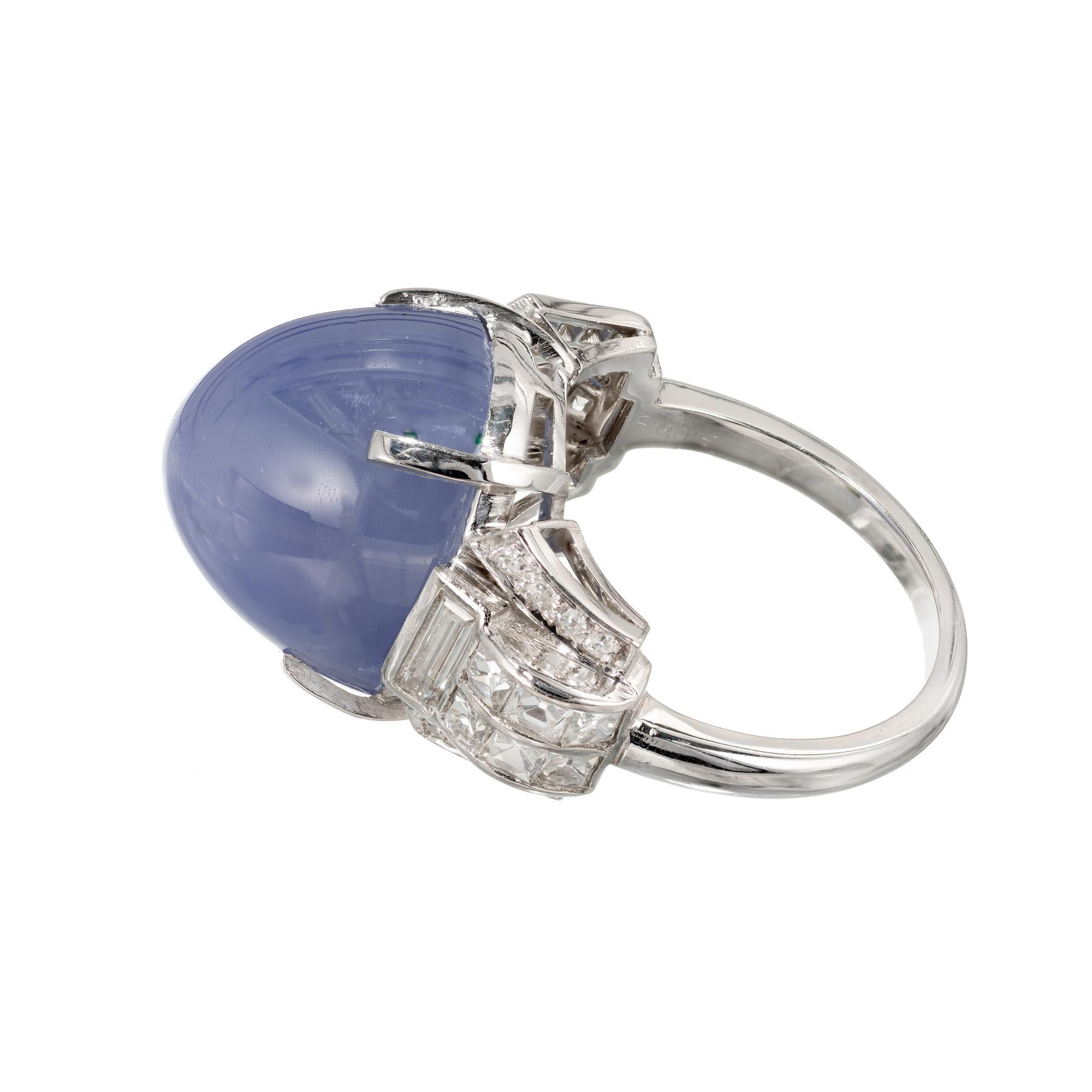 Women's GIA Certified 25.00 Carat Natural Star Sapphire Diamond Art Deco Platinum Ring