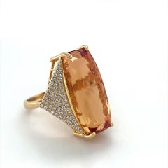 GIA Certified 25.01 Carat Imperial Topaz Diamond Ring