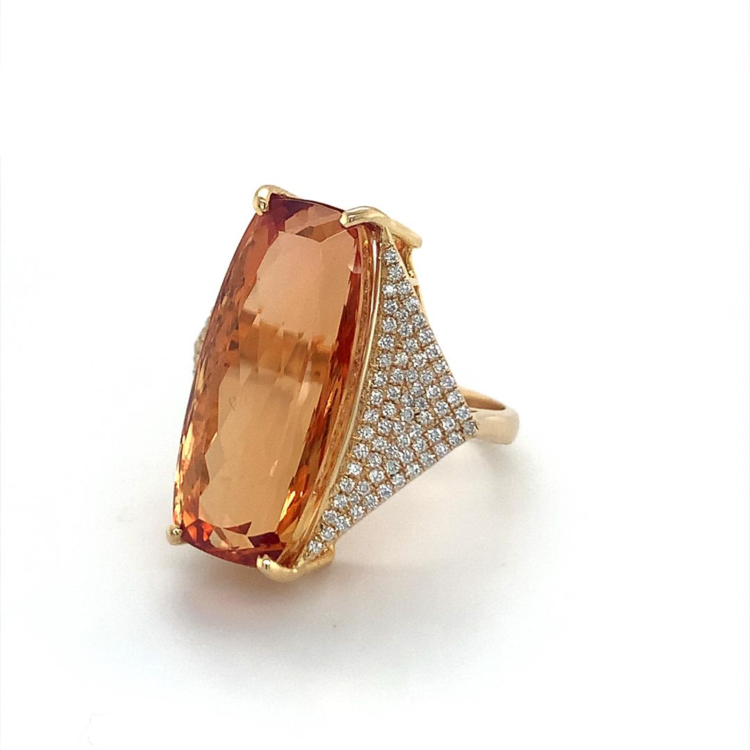 Cushion Cut GIA Certified 25.01 Carat Imperial Topaz Diamond Ring For Sale