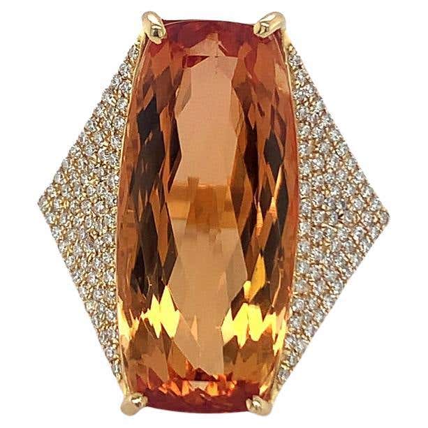 GIA Certified 25.01 Carat Imperial Topaz Diamond Ring For Sale at ...