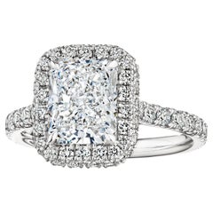 Bague de fiançailles Adele, diamant radiant de 2,51 carats D VS2 certifié GIA