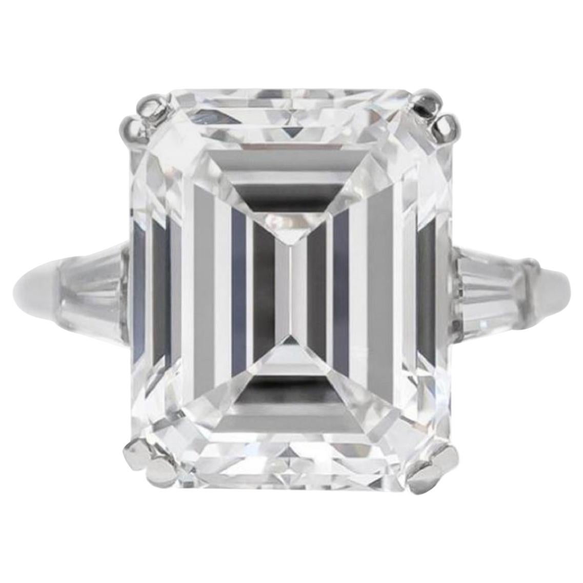GIA Certified 2.51 Carat Emerald Cut Diamond Platinum Ring D Color Flawless