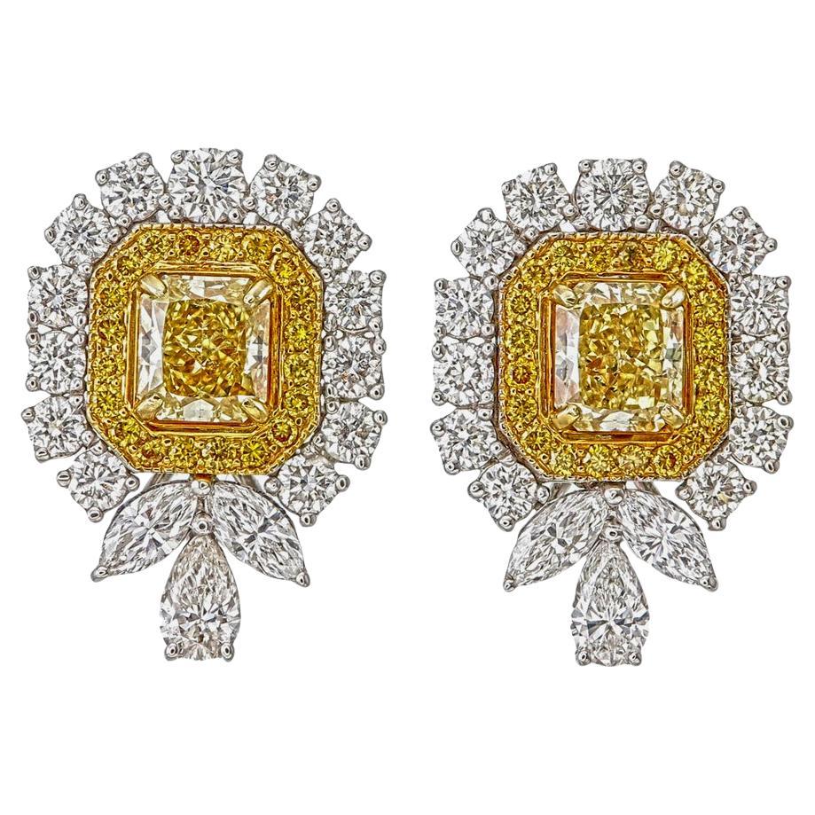 GIA Certified 2.51 Carat Fancy Intense Yellow Diamond In 18 Karat White Gold