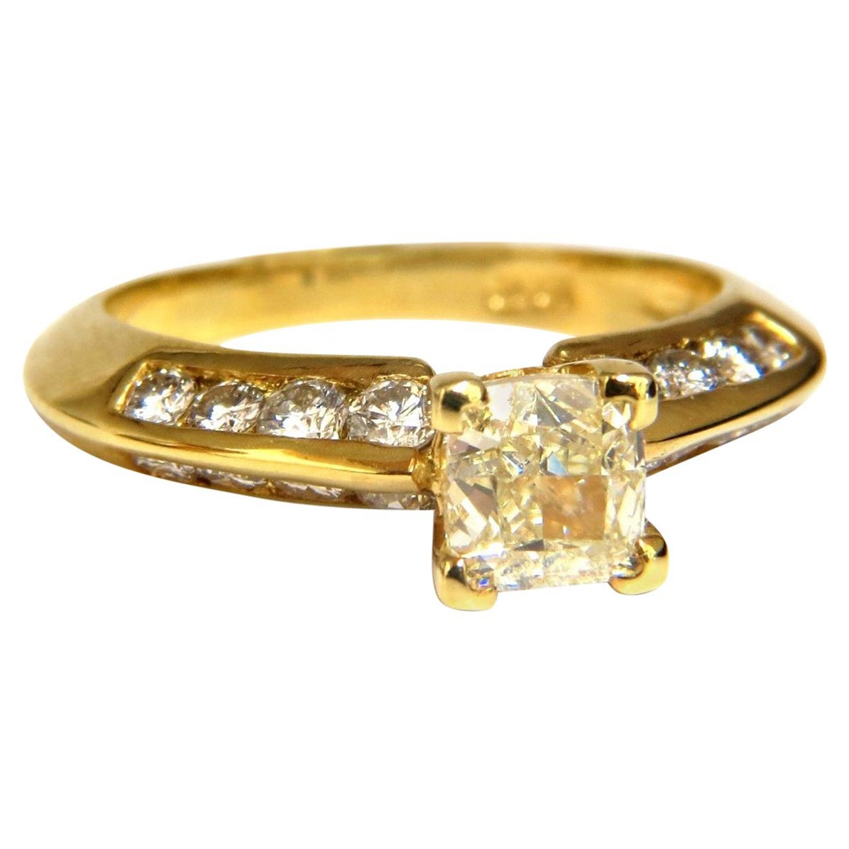 GIA Certified 2.51 Carat Fancy Yellow Cushion Cut Diamond Ring 18 Karat*