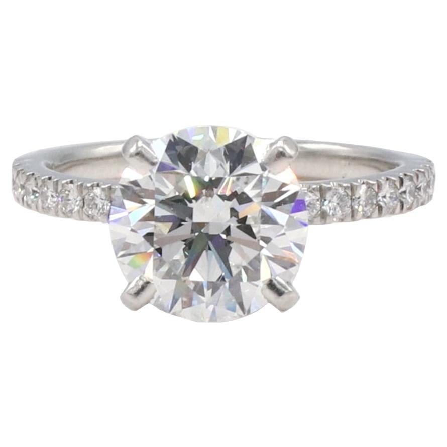 GIA Certified 2.51 Carat G SI2 Round Natural Diamond Platinum Engagement Ring 
