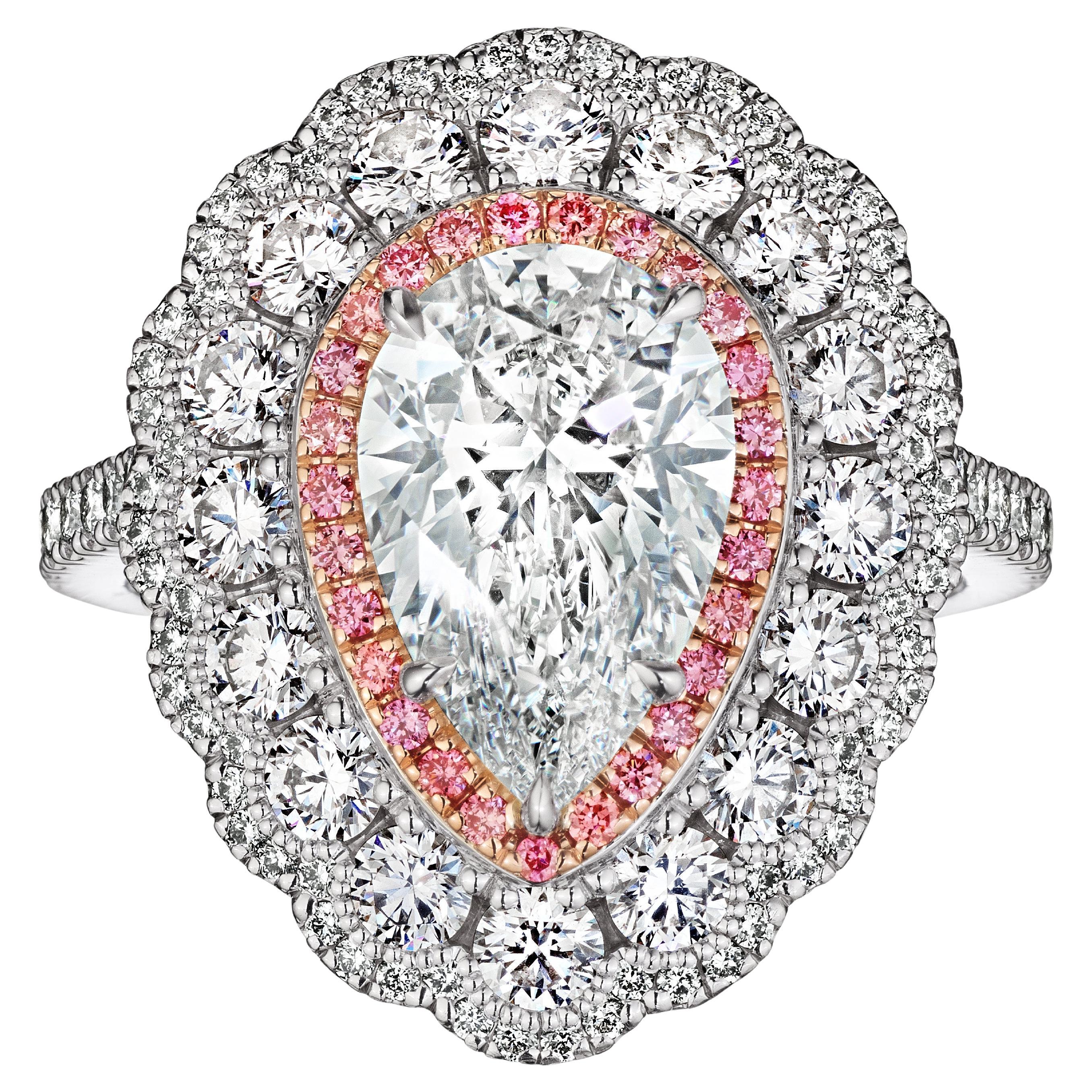 GIA Certified 2.51 Carat I VS2 Pear Diamond Engagement Ring "Elena" For Sale