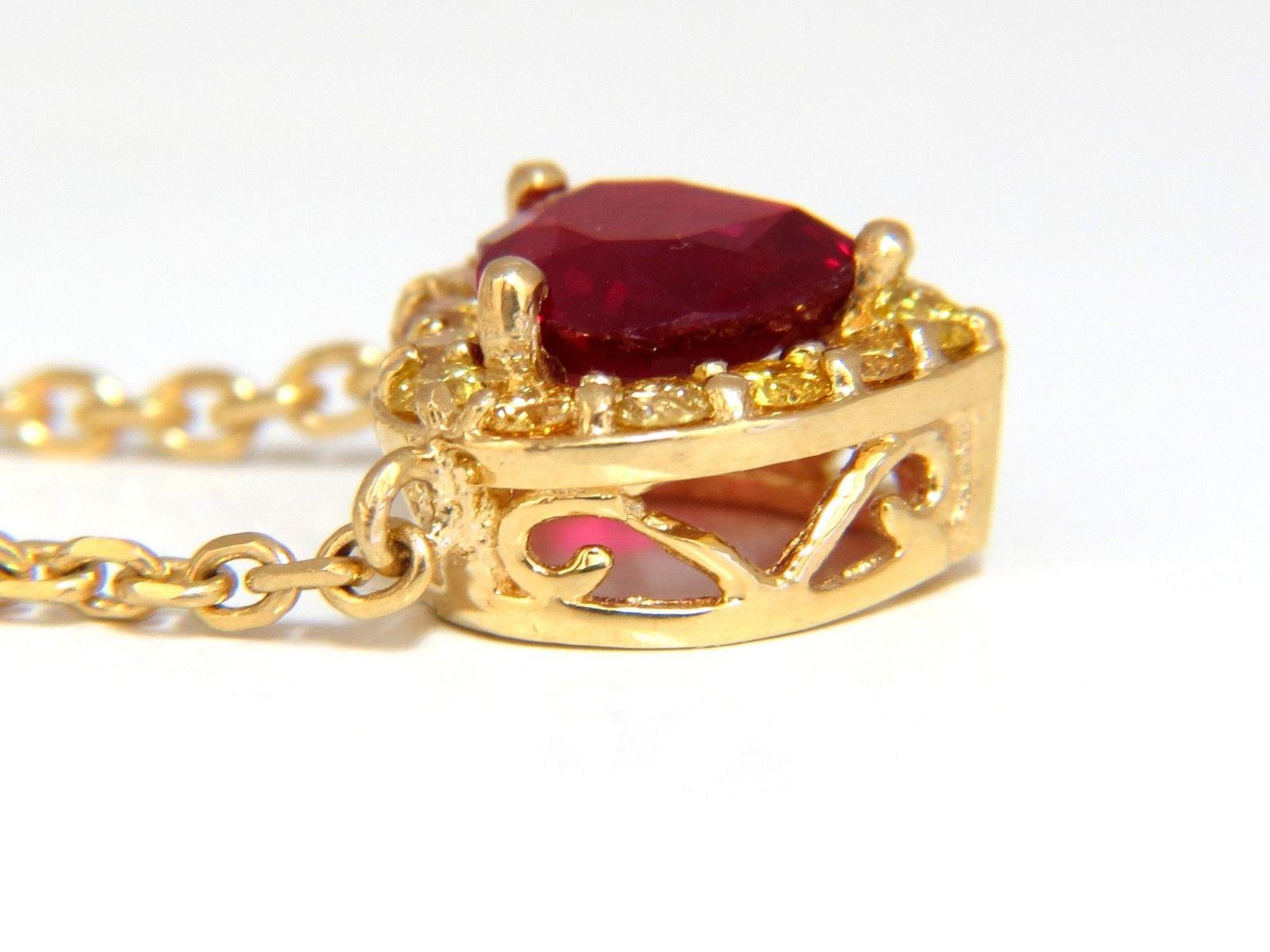 GIA Certified 2.51 Carat Natural Ruby Yellow Diamonds Necklace 18 Karat In New Condition In New York, NY