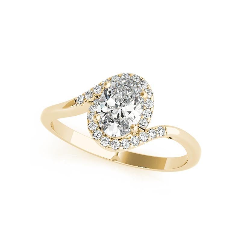 Taille ovale Bague à diamant certifié GIA 2.51 carat ovale Halo Curved Bypass Shank en vente