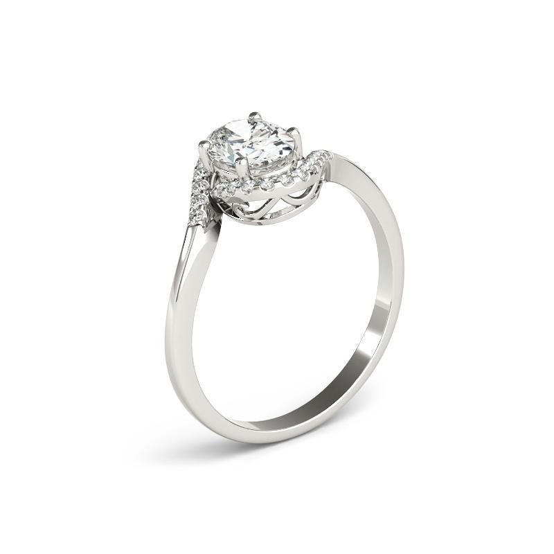 De las mujeres Anillo de diamantes con vástago de derivación curvado y halo oval de 2.51 quilates certificado por el GIA en venta