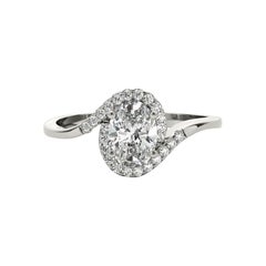 GIA Certified 2.51 Carat Oval Halo Curved Bypass Shank Platinum Diamond Ring