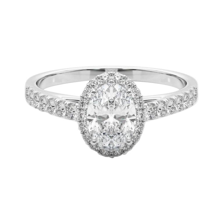 Anello con diamante ovale a raggiera in oro bianco 18 carati certificato GIA da 2,51 carati