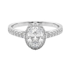 GIA Certified 2.51 Carat Oval Halo Pave 18K White Gold Diamond Ring
