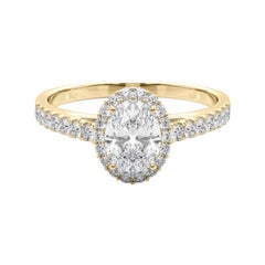 Bague en or jaune 18 carats certifiée GIA et ornée d'un halo ovale de 2,51 carats
