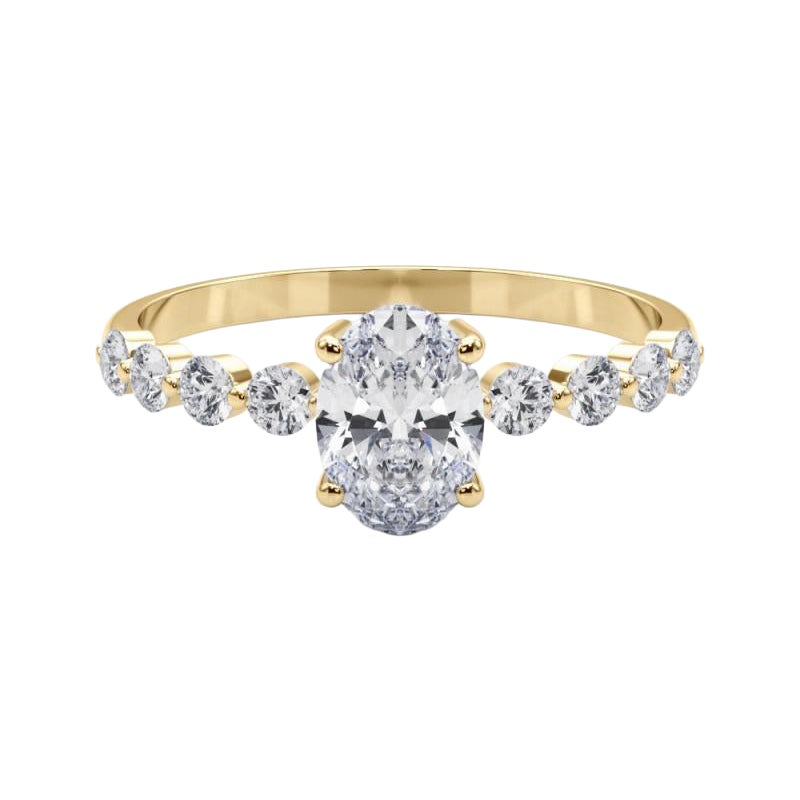 GIA Certified 2.51 Carat Oval & Round Brilliant Bezel Diamond Ring