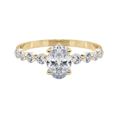 GIA Certified 2.51 Carat Oval & Round Brilliant Bezel Diamond Ring