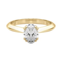 GIA zertifiziert 2,51 Karat Oval Solitär Tulip Kathedrale Diamantring