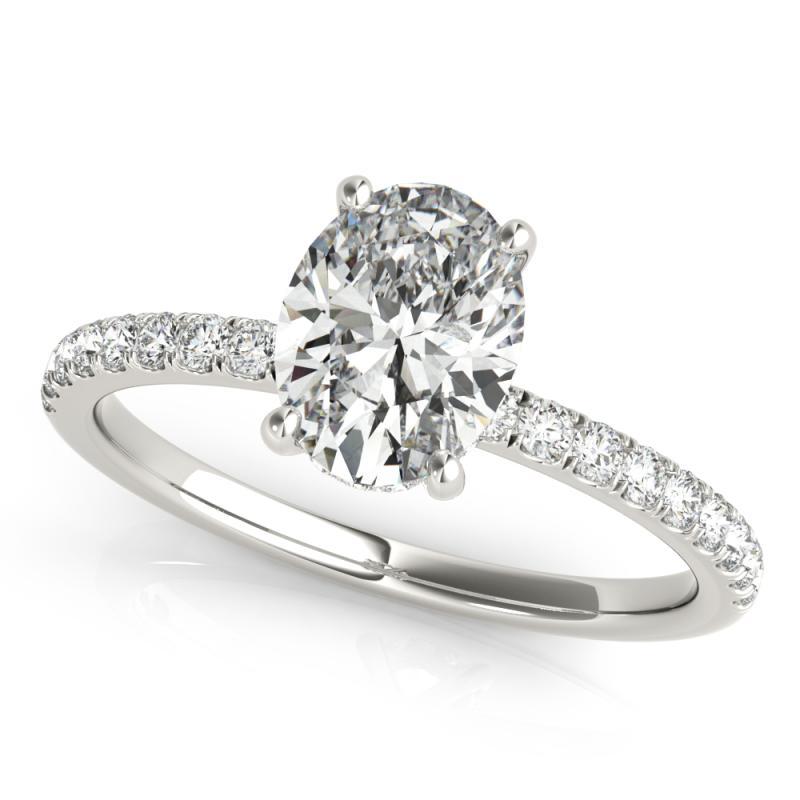 Oval Cut GIA Certified 2.51 Carat Pave Hidden Halo Oval 18K White Gold Diamond Ring For Sale